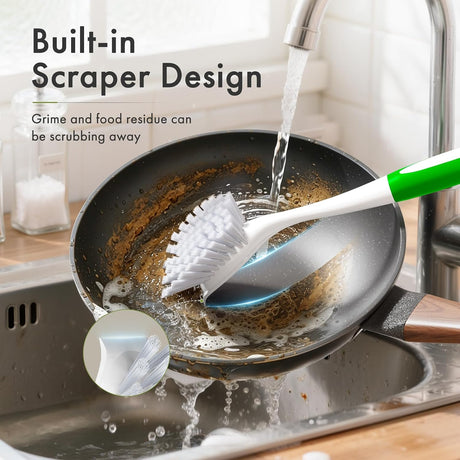 AmazerBath Green-Green long-handle kitchen dish brushes, product gallery image showing design details and features.