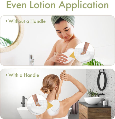 AmazerBath white replacement lotion applicator pad used by hand or attached to a compatible handle.