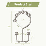 AmazerBath Nickel metal double shower curtain hooks, set of 12, product detail view in Modern style.