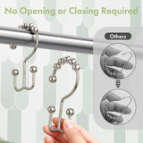 AmazerBath Nickel metal double shower curtain hooks, set of 12, product detail view in Modern style.