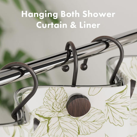AmazerBath Modern Round Shower Curtain Hooks, Set of 12 in Bronze, product detail image.