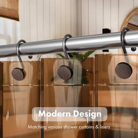 AmazerBath Modern Round Shower Curtain Hooks, Set of 12 in Bronze, product detail image.
