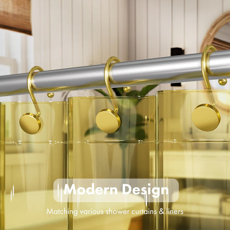 AmazerBath Modern Round Shower Curtain Hooks, Set of 12 in Gold, product detail image.