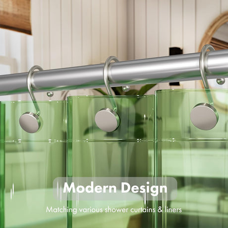 AmazerBath Modern Round Shower Curtain Hooks, Set of 12 in Nickel, product detail image.