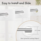 Installation steps for the Hookless Boho Shower Curtain with Detachable Liner in black.