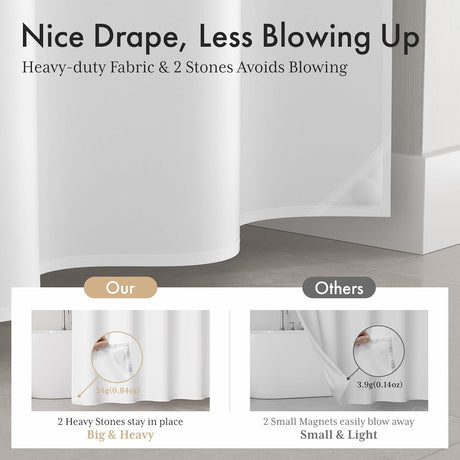 AmazerBath Hookless Boho Shower Curtain with Detachable Liner in Black, product detail image.