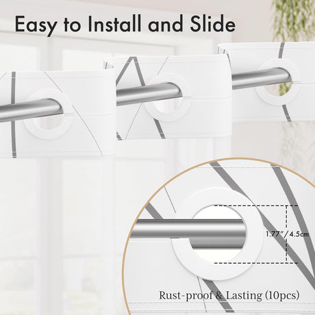 AmazerBath Hookless Boho Shower Curtain with Detachable Liner in Grey, product detail image.