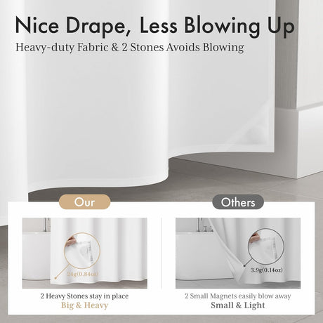 AmazerBath Hookless Boho Shower Curtain with Detachable Liner in Grey, product detail image.