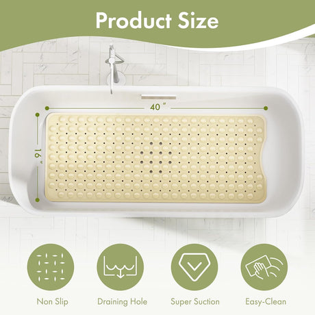 AmazerBath Beige non-slip bathtub mat 40 x 16 inch dimensions