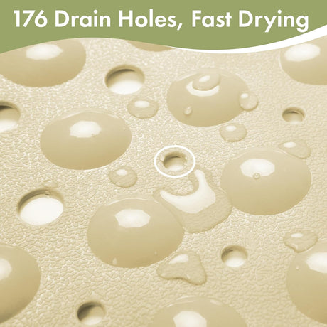 AmazerBath Beige non-slip bathtub mat with 176 drainage holes
