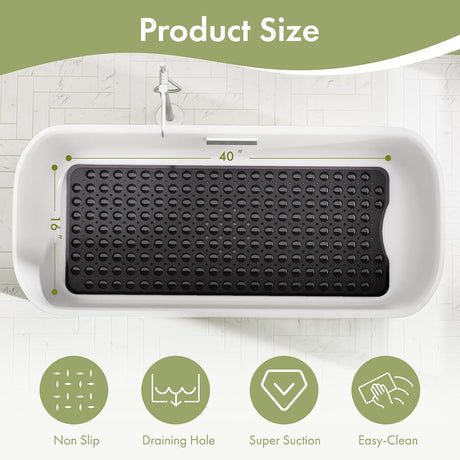 AmazerBath Black non-slip bathtub mat 40 x 16 inch dimensions
