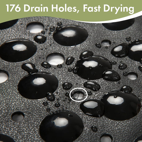 AmazerBath Black non-slip bathtub mat with 176 drainage holes