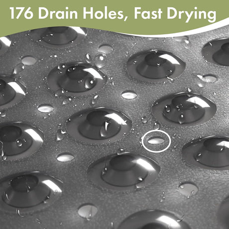 AmazerBath Clear Black non-slip bathtub mat with 176 drainage holes