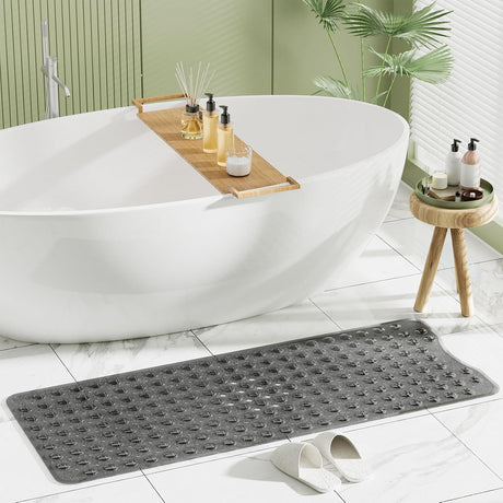 AmazerBath Clear Black non-slip bathtub mat in a bathroom scene