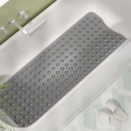 AmazerBath Clear Black non-slip bathtub mat in a bathtub