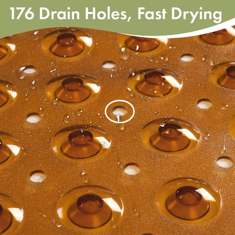 AmazerBath Clear Brown non-slip bathtub mat with 176 drainage holes