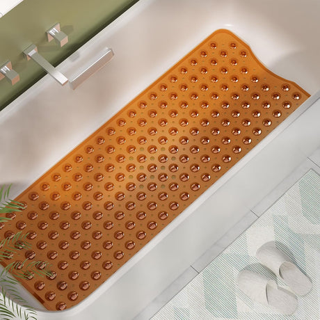 AmazerBath Clear Brown non-slip bathtub mat in a bathtub
