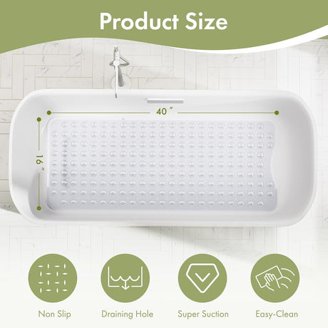 AmazerBath Clear non-slip bathtub mat 40 x 16 inch dimensions