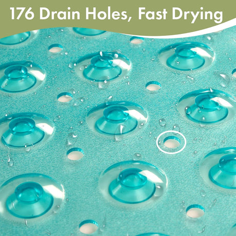 AmazerBath Clear Green non-slip bathtub mat with 176 drainage holes