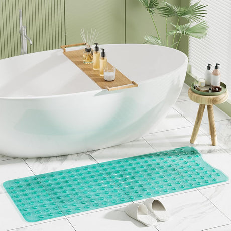 AmazerBath Clear Green non-slip bathtub mat in a bathroom scene
