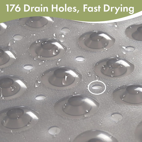 AmazerBath Clear Grey non-slip bathtub mat with 176 drainage holes