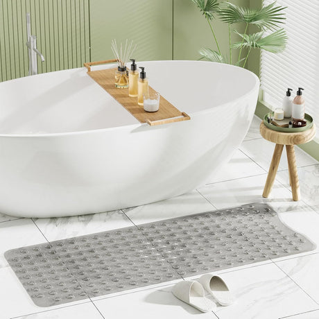 AmazerBath Clear Grey non-slip bathtub mat in a bathroom scene