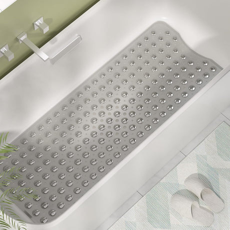 AmazerBath Clear Grey non-slip bathtub mat in a bathtub