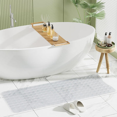 AmazerBath Clear non-slip bathtub mat in a bathroom scene