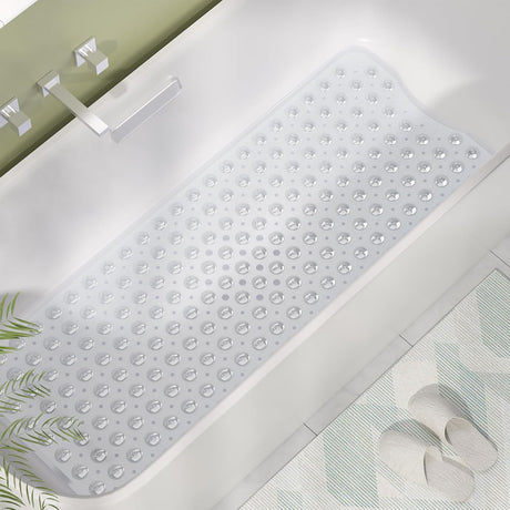 AmazerBath Clear non-slip bathtub mat close-up in a bathtub