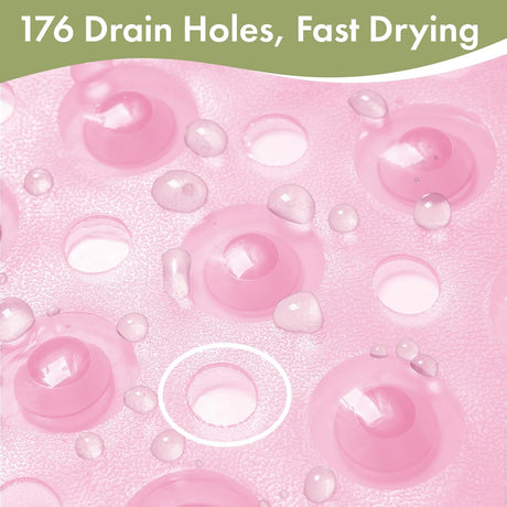 AmazerBath Clear Pink non-slip bathtub mat with 176 drainage holes