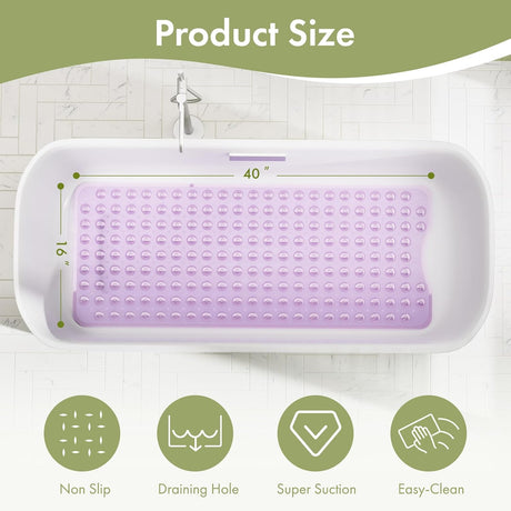 AmazerBath Clear Purple non-slip bathtub mat 40 x 16 inch dimensions
