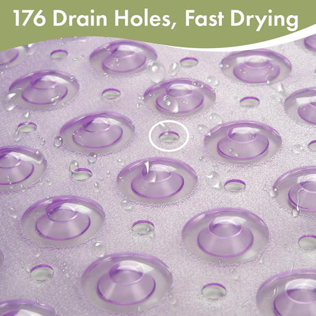 AmazerBath Clear Purple non-slip bathtub mat with 176 drainage holes