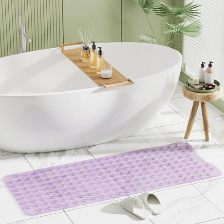 AmazerBath Clear Purple non-slip bathtub mat in a bathroom scene