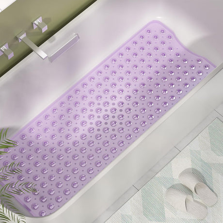 AmazerBath Clear Purple non-slip bathtub mat close-up in a bathtub