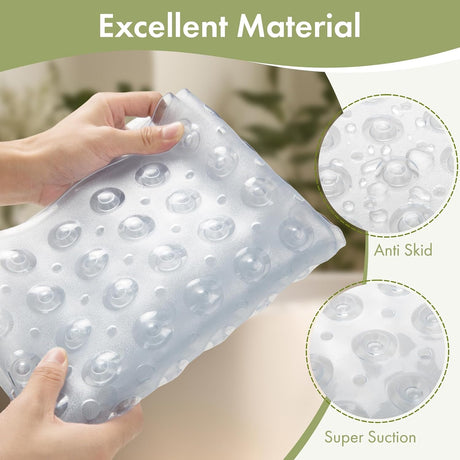 AmazerBath Clear non-slip bathtub mat material and suction cup details