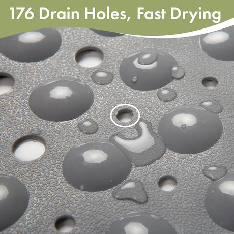 AmazerBath Grey non-slip bathtub mat with 176 drainage holes
