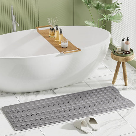 AmazerBath Grey non-slip bathtub mat in a bathroom scene