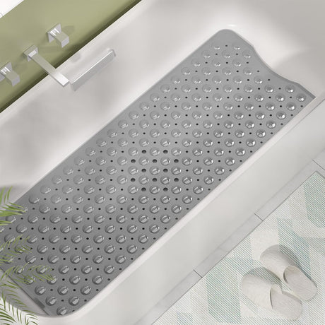 AmazerBath Grey non-slip bathtub mat in a bathtub