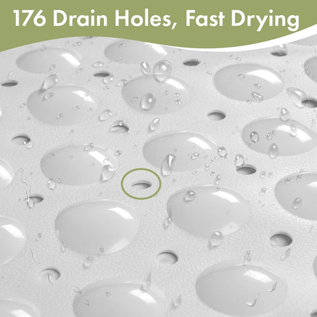 AmazerBath White non-slip bathtub mat with 176 drainage holes