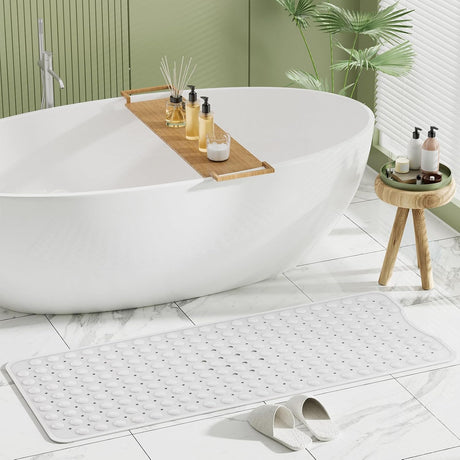 AmazerBath White non-slip bathtub mat in a bathroom scene