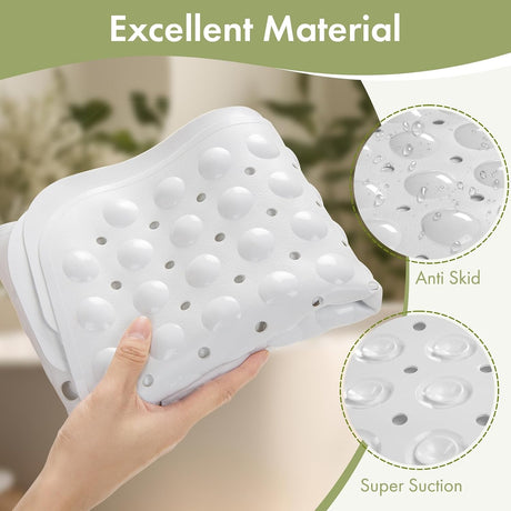 AmazerBath White non-slip bathtub mat material and suction cup details