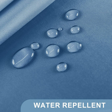 AmazerBath Ombre Shower Curtain with 12 Rings in Blue, product detail image highlighting the design and key features.