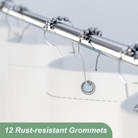 AmazerBath Ombre Shower Curtain with 12 Rings in Green, product detail image highlighting the design and key features.