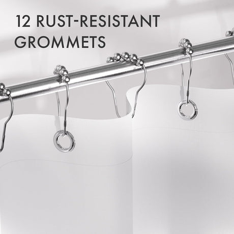AmazerBath Ombre Shower Curtain with 12 Rings in Khaki, product detail image highlighting the design and key features.