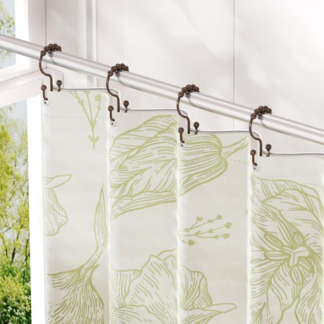 AmazerBath Brown plastic double shower curtain hooks, set of 12, product detail view.