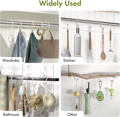 AmazerBath clear plastic shower curtain rings used for bathroom, kitchen, wardrobe, and household hanging.