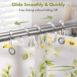AmazerBath clear plastic shower curtain rings gliding smoothly along a metal shower curtain rod.