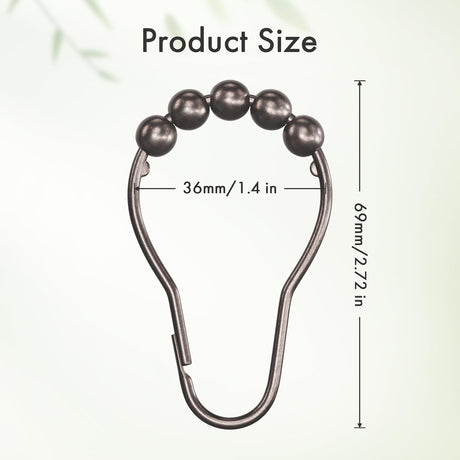 AmazerBath Bronze rust-resistant metal shower curtain rings, set of 12, product detail view.