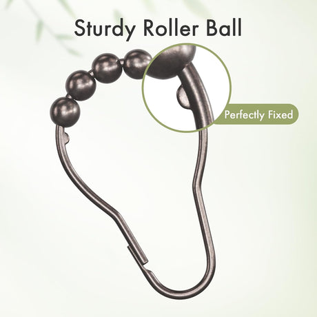 AmazerBath Bronze rust-resistant metal shower curtain rings, set of 12, product detail view.