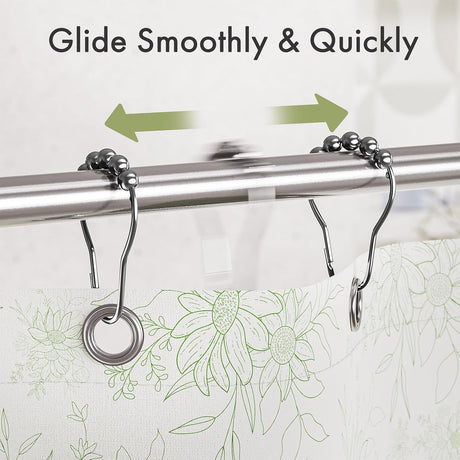 AmazerBath Chrome rust-resistant metal shower curtain rings, set of 12, product detail view.